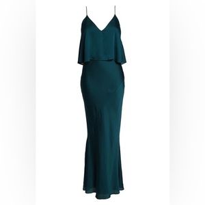 Shona Joy Luxe Bias Frill Dress in Emerald size 4